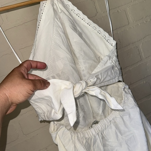 Abercrombie dress White Maxi New halter crochet linen cotton blend medium - Picture 9 of 9